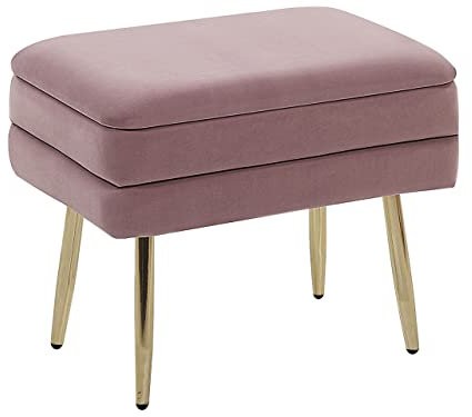 Banquette Design Bout de Lit en Velours Rose avec Pieds Obliques Dorés Meuble Pratique pour Salon Chambre et Couloir Chic et Glamour Beliani