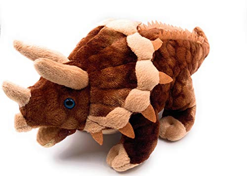 Onwomania Plüschtier Stofftier Kuscheltier Dinosaurier Urzeittier Dino Triceratops L 28 cm Braun