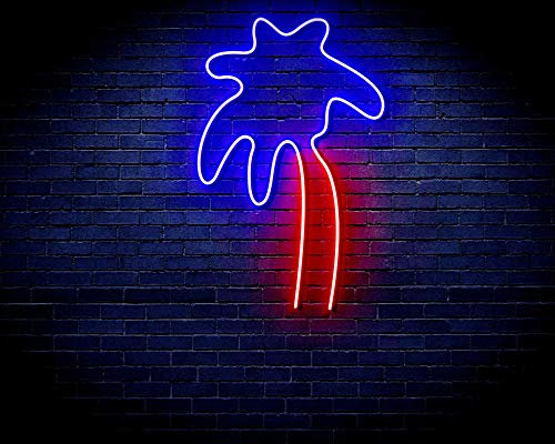 Coconut Palm Tree Flex Silicone LED Neon Sign Blue & Red st16s33-fnu0036-br