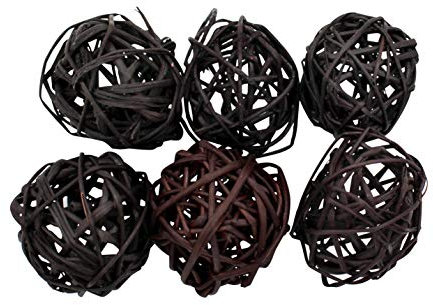 DARO DEKO Kugel-Set braun Rattan Ø 4cm - 6 Stück
