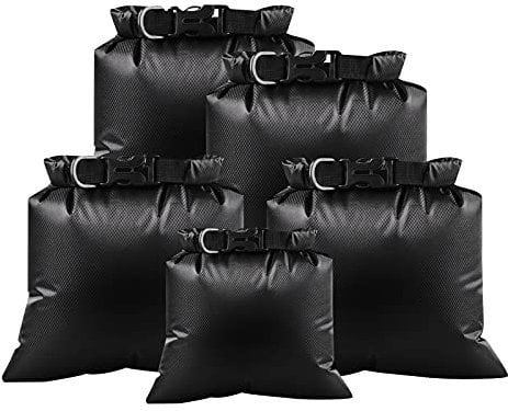 QIMEI-SHOP 5Pcs Waterproof Bag Set Roll Top Dry Storage Sack 1.5L 2.5L 3L 3.5L 5L Lightweight Watertight Bags for Outdoor Travel Camping Boating Cycling Kayaking Black