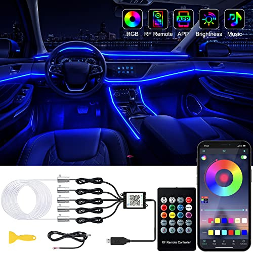 Jushope Car Interior LED Lights, RGB Fiber Optic Ambient Lighting Kit