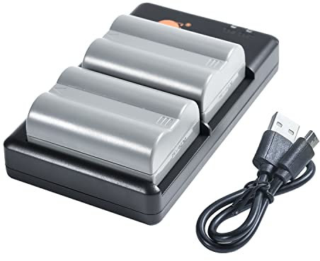 EN-EL3E/D300 Batterie au Lithium (2 Paquets) et Chargeur Double Compatible avec Nikon en-EL3 et Nikon D30, D50, D70, D70S, D90