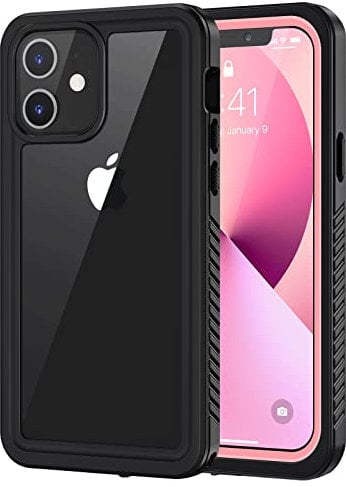 Lanhiem Case Compatible with iPhone 12, IP68 Waterproof Dustproof Shockproof Cases with Built-in Screen Protector, Full Body Sealed Protective Front and Back Cover for iPhone 12-6.1 inch (Pink)
