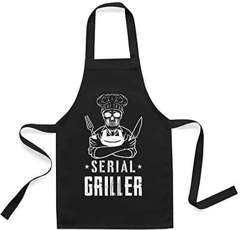 Vulfire Grembiule Barbecue Serial Griller Regalo simpatico con scritta per Chi AMA Grigliare BBQ Idee divertenti Griglia (Nero)