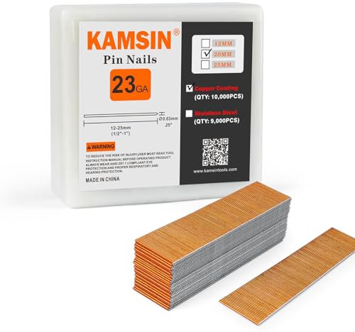 KAMISIN P620 clavos sin cabeza, calibre 23 de 3 4 pulgadas (20 mm), longitud de la pierna, acero inoxidable, 9.000 unids caja, clavos de pasador y sujetadores para clavos neumáticos, clavadora de