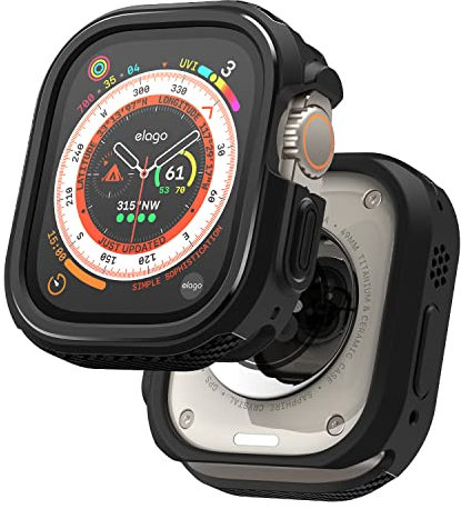 elago Cover Armor Compatibile con Apple Watch Ultra3/Ultra2/Ultra [49mm] - Protezione Estrema, Modello in Fibra di Carbonio, Accesso Completo allo Schermo (Cinturino Non Incluso)