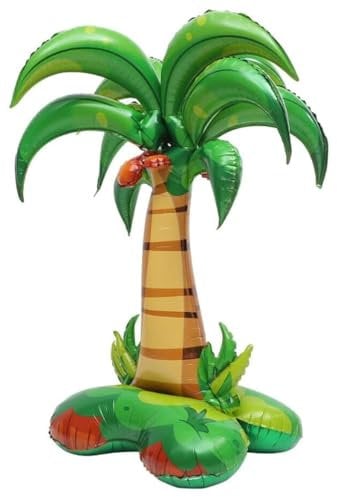 Ballon géant en aluminium avec motif animal de la jungle et animaux de la ferme - Décorations de fête - Ballons sur pied (palmier (132 x 90 cm)