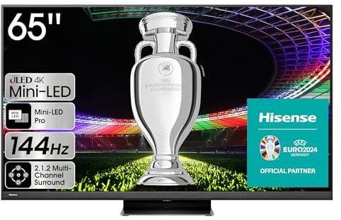 Hisense TV 65U8KQ - TV Mini LED Smart TV de 65 Pouces, Quantum Dot Colour, 2.1.2 Son multicanal, Mode Jeu 144 Hz, Dolby Vision IQ & Dolby Atmos, VIDAA 7 OS (2023)