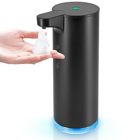 Seifenspender Automatischer Edelstahl Schaumseifenspender Elektrischer - LAOPAO Soap Dispenser Set IPX5 Wasserdicht USB-C Aufladung mit Sensor Infrarot Bewegungssensor für Küche & Bad (Schwarz)