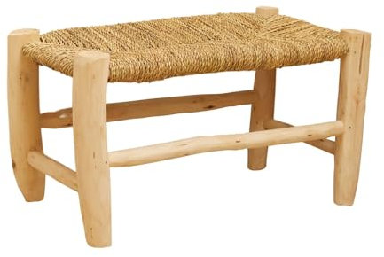 Homemaison - Banc marocain doum tressage Central Bois Naturel 30 x 60