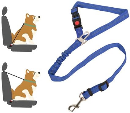 Lollanda Sicherheitsgurt Hund Auto, Hundegurt fürs Auto Sitze mit Reflektierenden Streifen und Pufferseilen, Verstellbarer Hundegurt für Große Mittlere und Kleine Hunde (Dunkelblau)