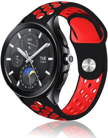 PaceBid Cinturino 22 mm per Xiaomi Watch S3/Watch 2/Watch 2 Pro/Watch S1/S1 Pro/S1 Active/Watch S4 Sport, Cinturini di ricambio Silicone Sportivo Uomo Donna per Xiaomi Mi Watch (Nero/Rosso)