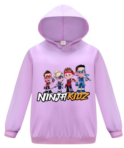 Forlcool Ninja Kidz Merch Boys Hoodie Kids Cotton Hooded Top 3-13 Years (Purple,5-6 Years,5 Years,6 Years)