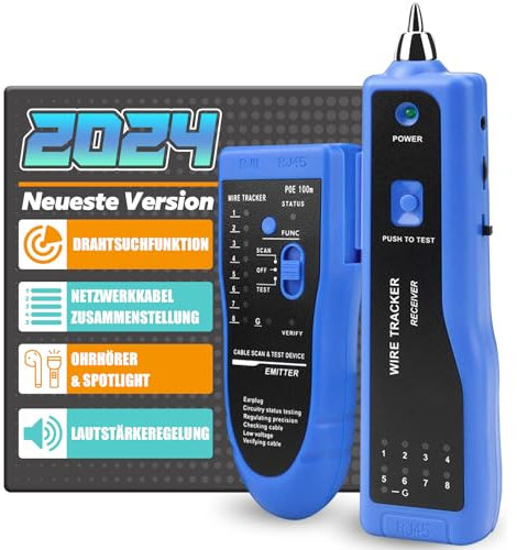YGGYM Tester di filo RJ45 RJ11 Inseguitore di cavi multifunzione Ethernet LAN Cat5 Cat6 con auricolari per assemblaggio cavi Tester (blue)