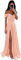 SWEMILE Robe Maxi Satin Plissée Dos Nu Élégante pour Cocktail, Soirée, Mariage - Demoiselle d'Honneur Vintage Col en V - Rose Pâle Taille 40