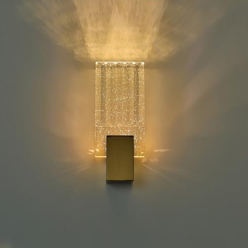 YOOCHUENG Wandlampe Kristall Gold LED Wandleuchte Innen Modern mit Tricolor Wandbeleuchtung für Wohnzimmer,Schlafzimmer,Gang,Treppe,Restaurant [1 Packung-S]