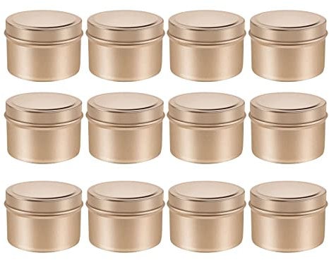 GUIJIALY 12 Pieces Candle Tin Candle Containers 4 Ounces Candle Jars for Candle Making Arts Crafts, Storage, and More (Rose Gold)