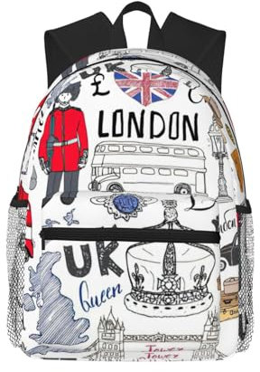LSZJSGQ Rucksack mit Aufdruck I Love London, lässiger Tagesrucksack, Schulrucksack, leicht, Reise-Büchertasche für Damen und Herren, I Love London, One size