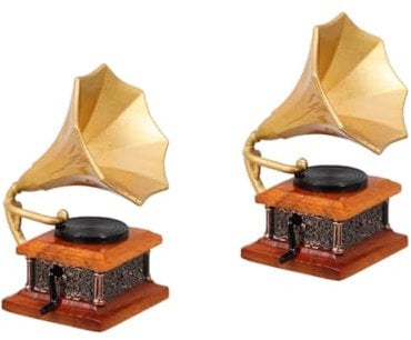 Toyvian 2stücke Miniatur Retro Phonograph Modell Dekoratives Zubehör Für Puppenhaus Hochwertiges Resin Vintage Design Für Kreative Gestaltung Und Fotografie Für Miniaturen Und
