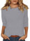 Polo Shirts for Women UK Women's Lightweight Solid Color Tops 3/4 Sleeve Casual Gym Fashion Daily Ladies Summer Round Neck T-Shirts 04-Gray XXL