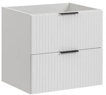 Oggi Della - Mueble bajo lavabo con 2 cajones, color blanco, 60 cm, FSC Mix 70%, acabado mate, asas de plástico