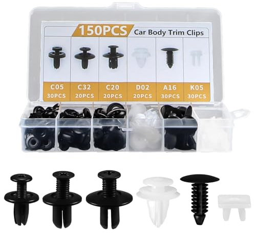 150Stks Auto Befestigung Clips, 6-10mm Universal Stoßstange Spreiznieten, Türverkleidung Zierleisten Clips, Kunststoff Auto Tür Clips, Karosserie Befestigungsnieten mit Aufbewahrungsbox für Reparatur