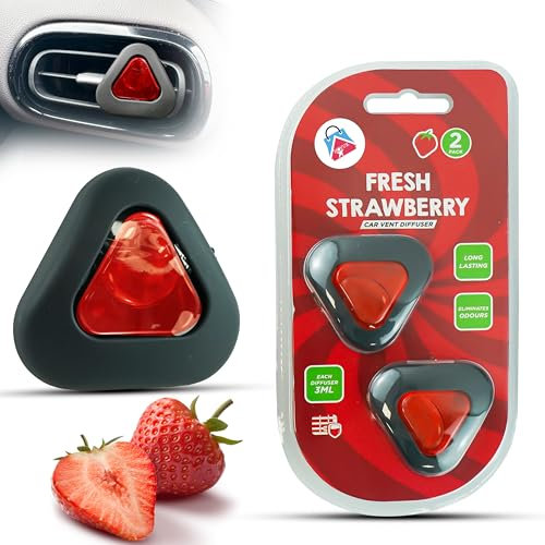 Lot de 2 désodorisants pour voiture Fraise fraîche Parfum frais Unstoppables Design clip d'aération Parfum de voiture longue durée jusqu'à 60 jours