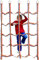 Climbing Cargo Net Outdoor Rainbow Webbing Toys for Kids Cargo Rope Obstacle, 57X72.8Inch High Strength Webbing with Triangle Rings, Playground Tree House Accessories