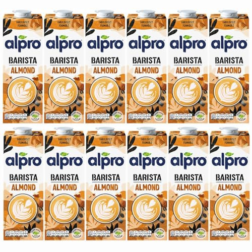 AlproAlmond Barista Milk 1litre x 12 - Plant Based Long Life Vegan & Dairy-Free Drink, UHT Milk Alternative with Welari Thank You Card | (12pack)
