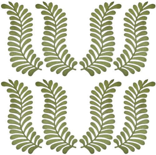 GORGECRAFT 4 Pairs Dark Olive Green Ivy Leaf Embroidery Patch Leaves Iron On Patches Sew On Leaves Vine Lace Applique Fabric Repair Patch for Clothes Jean Jacket Pant Vest Appliques Embellishments