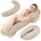 Stillkissen XXL Seitenschläferkissen Schwangerschaftskissen Lagerungskissen - Baumwolle Pregnancy Pillow Erwachsene - 190 cm Beige Mit Weiß Sternen
