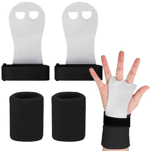 Calleras para Cross Training Agarres Gimnasia NiñOs, M Agarre y Protector De Mano Agarraderas Fitness, Empuñaduras Gimnasia y Muñequeras, MuñEqueras Gym Guantes De Entrenamiento Abiertos, Negro