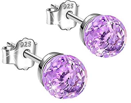 Tibet Ohrringe Jahrestag für Frauen Geschenke Tag Frauen Kristalle Weihnachten Ohrringe Ohrringe Ohrringe Drops Silber (Purple, One Size)