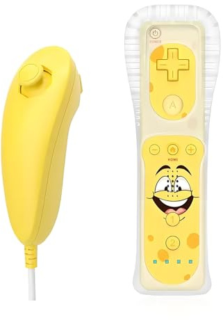 QUMOX Télécommande Wii et Nunchuck jaunes compatibles avec la console pour Wii/Wii U (Motion Plus non incluse)