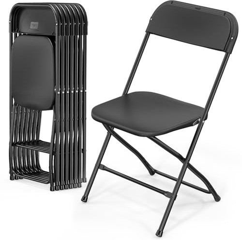 Bonnlo Klappstuhl,Gartenstühle 8er Set, Klappstuhl Caming Balkon Garten, Stapelbar, aus Metall & Kunsttoff, bis 158KG, Schwarz