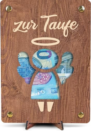 Gastgeschenke zur Taufe - XL Geldgeschenk aus Holz inkl. Ständer | Zur Taufe Engel - Geschenk Zur Taufe Engel Mädchen, Zur Taufe Geldkarte, Zur Taufe Engel Geschenk Junge, Zur Taufe Engel Karte