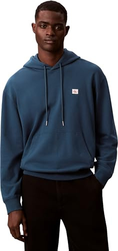 Calvin Klein Uomo Felpa Terry Badge con Cappuccio, Blu (Navy Teal), M