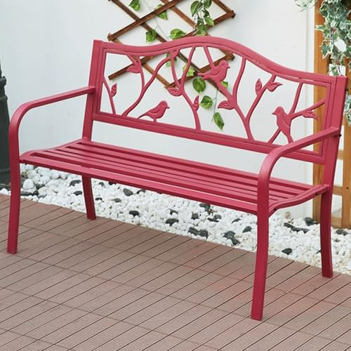 WANGCEPLSD Parkbank, Gartenbank Metall aus Verzinktem Stahl für Den Außenbereich, Wetterfest, mit Rückenlehne Und Armlehnen, für Veranda, Hinterhof, Rasen, Tragkraft 300 Kg