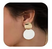 HolidayQbee Damen Ohrclips in Weiß und Gold, Modische Clip-Ohrringe ohne Ohrlöcher, Hautfreundlich & Farbtreu, Statement-Schmuck für Alltag & Geschenkideen