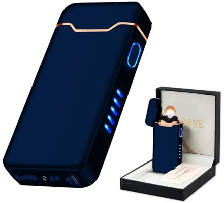 RSBYE Electric Lighter USB Rechargeable Plasma Arc Lighter, High Power Flame Torch Lighters Windproof with LED Battery Indication for Candle, Incense, Camping Gifts (Blue)