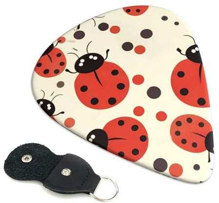 Funny Ladybug Gitarrenplektren, 6er-Pack, Plektrum-Set (0,46 mm/0,71 mm/0,96 mm), geeignet für Gitarren- und Ukulelenspiele