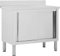 HUAKEHOM Arbeitsschrank mit Schiebetüren Arbeitstisch Arbeitsplatte Edelstahlschrank Gastro Schrank Schiebetürenschrank 100x50x(95-97) cm Edelstahl