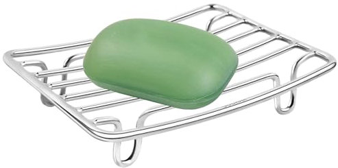 Dewireaey Badezimmer Seifenspender - Selbstentleerende Seifenschale Mit Abtropffunktion | Edelstahl-Gitterrost Abtropfschale Mit Schwammhalter Für Spüle Wohnung Gäste-WC Haushalt Studentenwohnheim