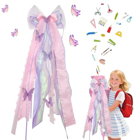 Puzxo Elegante Schultütenschleife in Lila, Schleifen für Zuckertüten, 60 X 20cm Schleife zur Einschulung, Dekoration für den ersten Schultag (Lila)