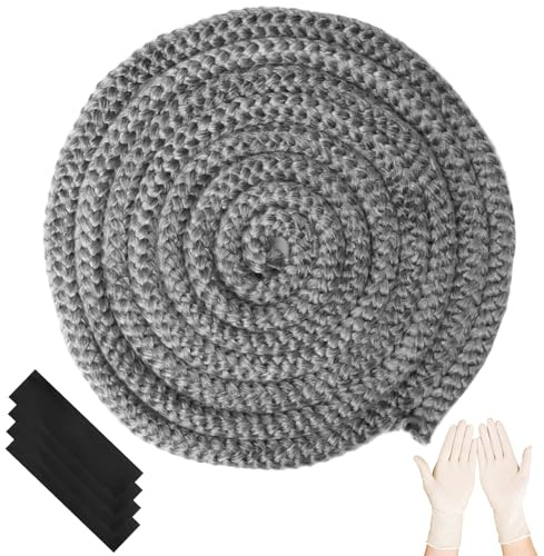 Storystore Ofenrohr Dichtung, 3m x 12mm Ofendichtschnur Dichtschnur für Kaminofen Feuerfeste Glasfaserschnur, Ofendichtband Ofen Dichtschnur Rohrisolation für Viele Kamin Smoker Ofenkaminofen Modelle