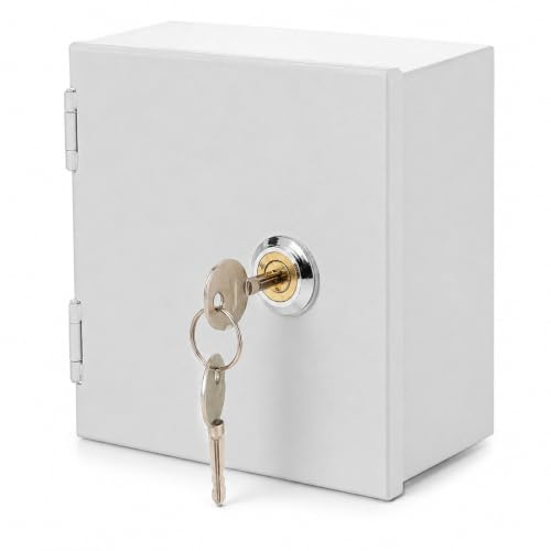 Baluue Caja para Enchufe con Cerradura de Acero Inoxidable Antirrobo, Caja Eléctrica Exterior Estanca para Coche Eléctrico y Carga, Protector de Interruptor para Pared y Jardín