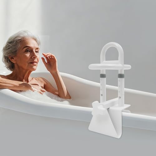 Badewannengriff Verstellbarer 9–17 cm Badewanne Sicherheitsschiene Badewannen Einstiegshilfe Sicherheitsschiene Triple Griff aus Kohlenstoffstahl, Ohne Bohren, Weiß