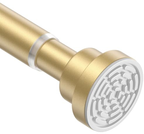 Shower Curtain Pole Extendable Curtain Poles 79-126 Cm Tension Rods For Curtains Extendable No Drill Shower Curtain Rail Non-Slip Gold Shower Pole for Bathroom Kitchen Bedroom