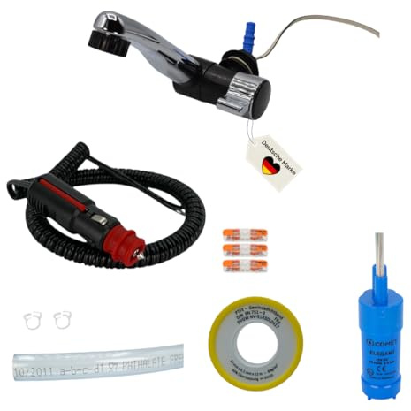 madelee Camping Set Armatur, Tauchpumpe, ZA-Stecker WL, Schlauch & PTFE-Band für Campingküche/Vanküche/Food-Truck-Ausbau